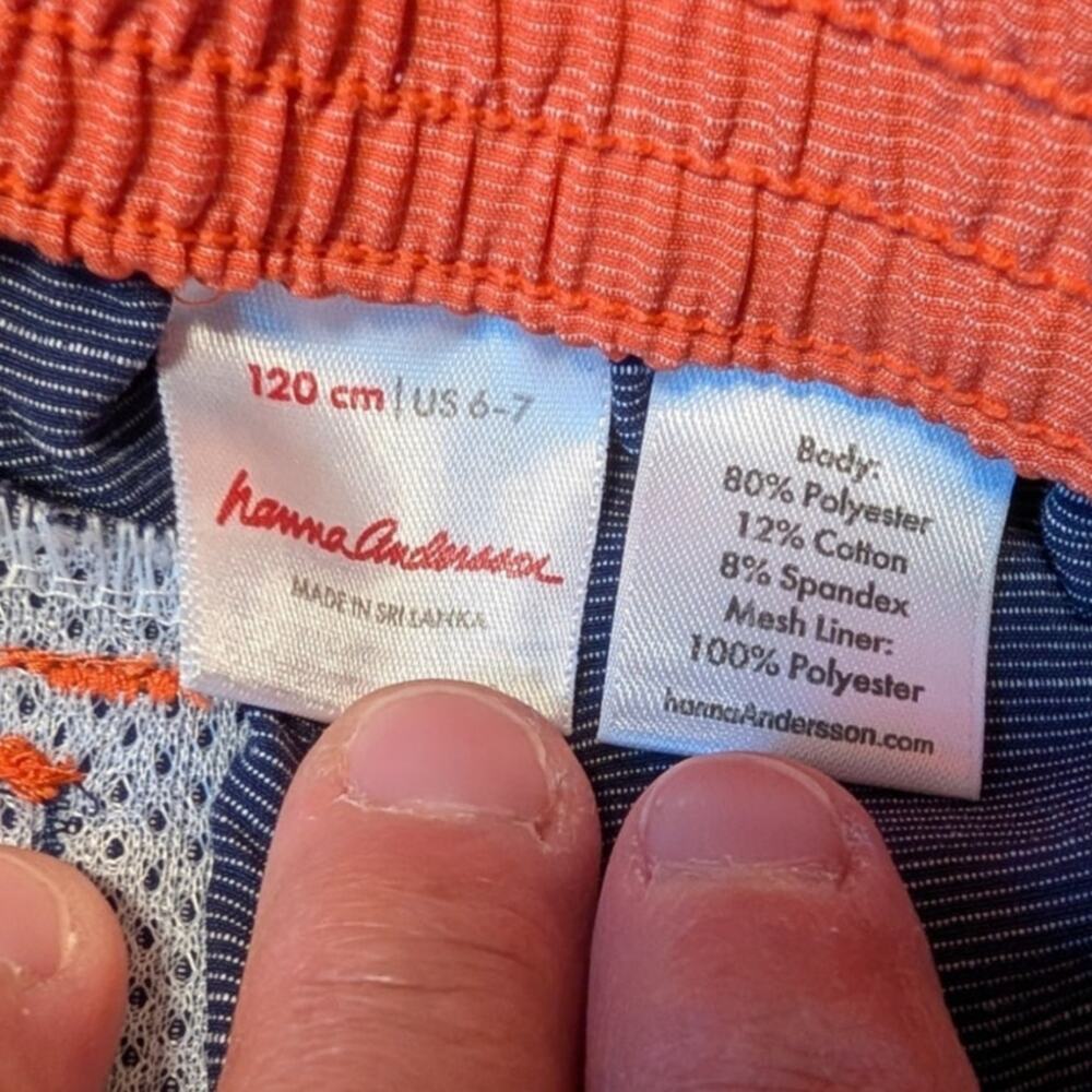 Hanna Andersson Boys Blue Orange Sunblock Athletic Beach Board Swim Shorts 6-7 - Picture 4 of 7